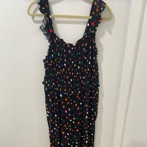 ELOQUII Elements Printed Crop Jumpsuit With Smocked Bodice *Like New Condition*